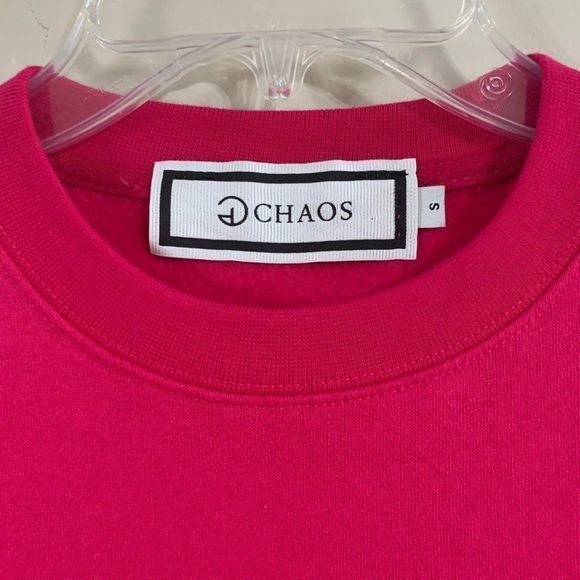 Chaos By‎ Marta Boliglova Sweatshirt Size S "Chaos" Embroidered Crew Neck Pink - Picture 2 of 5